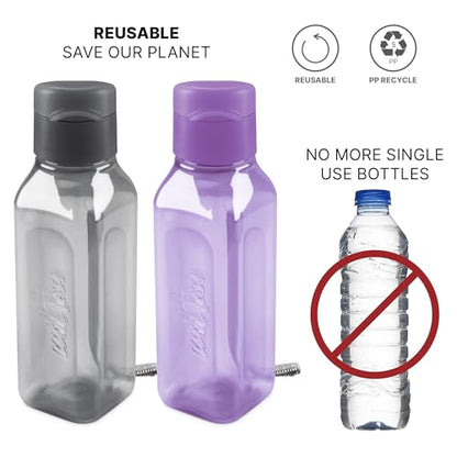 Bulk Set of 16 Multicolor 10oz Water Bottles for Kids and Adults - Leak Proof With Carry Strap - Square Reusable for Juice, Drinks - BPA-Free Dishwasher-Safe - color: 16 pack combo