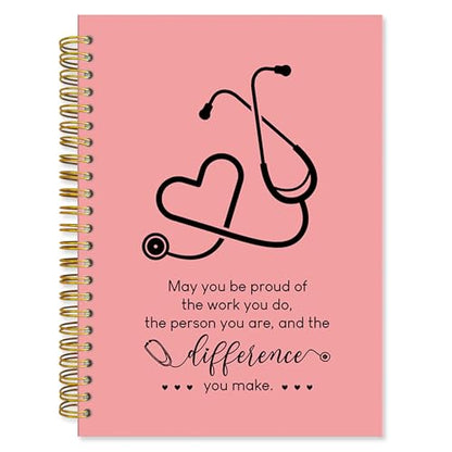 Fewgb Pink Nurse Spiral Notebook Gifts, RN Appreciation Thank You Gifts for Nurses Week Hardcover Lined Notebooks Journal for Office Work, Nursing School Student Future Nurse Notebook A5 5.5x8.3 - color: nurse-pink