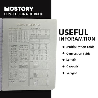 MOSTORY Pack of 5 Composition Notebook - Wide Ruled 200 Pages (100 Sheets), Size 7.5" x 9.75", Bulk School Supplies, Office, Bulk Notebooks for School, Writing Journal Notebook with Lined Paper - size: 5 Pack