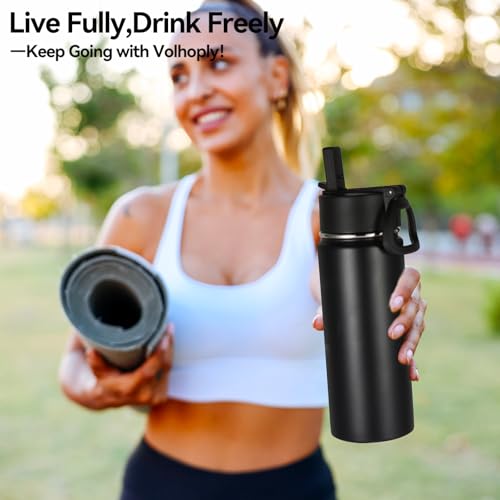 Volhoply 18oz Insulated Water Bottle Bulk 8 Pack,Kids Stainless Steel Water Bottles with Straw Lid,Double Wall Vacuum Reusable Metal Bottle,Wide Mouth Sports Flask Keep Hot and Cold(Mix,8 Set) - color: Mix