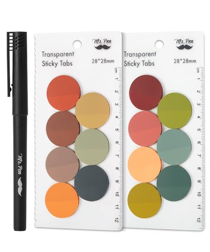 Mr. Pen- Round Transparent Sticky Notes, 1.1” Diameter, 14 Pads, 560 Sheets | Colorful, Water-Resistant See-Through Sticky Notes & Fineliner, Smooth Writing, Note Tabs for Bible Journaling, Studying - color: Vintage, size: 560 pcs