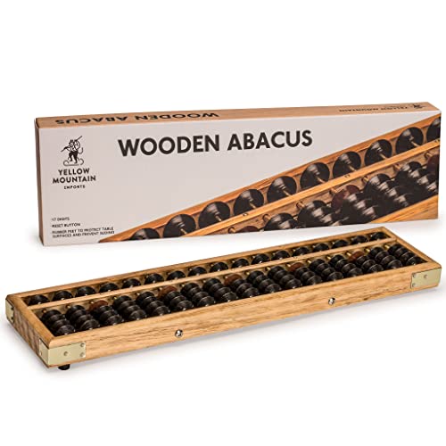 Yellow Mountain Imports Vintage Style Wooden Abacus - 13.9 Inches (35.3 Centimeters) - Professional 17 Column Soroban Calculator with Reset Button - Made - size: 13.9 inch