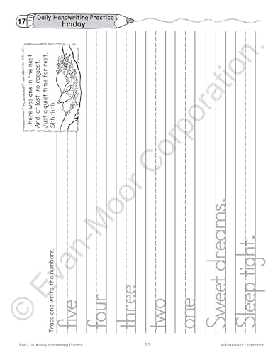 Evan-Moor Daily Handwriting Practice Traditional Manuscript, Kindergarten-Grade 6, Homeschooling and Classroom Resource Workbook, Penmanship, Writing, Letter Placement, Spacing, Alphabet Synonyms