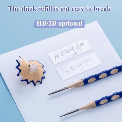 M&G 30pcs Triangular Pencils, 2B Pencils with Grip Correction, Wooden Graphite Pencils, Pre-Sharpened Break-Resistant, Suitable for Writing, Drawing, and Sketching - style: 30pcs Blue 2B