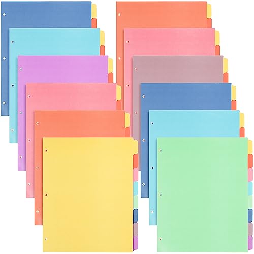Honoson 12 Sets 8 Tab Dividers for 3 Ring Binders Plastic File 8.5 x 11 Inch Paper Multicolor Page Binder Index Dividers for School Office(Bright Color) - color: Bright Color