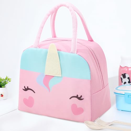 Lunch Bags Tote Cooler Bag Insulated Reusable Lunch Tote Bags Cartoon Portable Lunch Box Bag for Work Office Picnic Beach (Pink Unicorn) - color: Unicorn