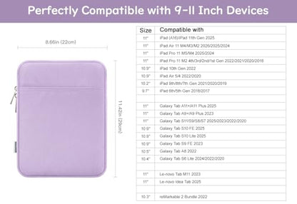 Dadanism 9-11" Tablet Sleeve Bag Carrying Case for iPad (A16) 11th Gen 11", iPad 10th Gen 10.9" Air 5/4, iPad Air/Pro 11", iPad 9/8/7th 10.2", Galaxy Tab A11+ Plus 11"/S9 FE, Tab M11 11",Grey Purple - color: Grey Purple, size: 9-11 inch