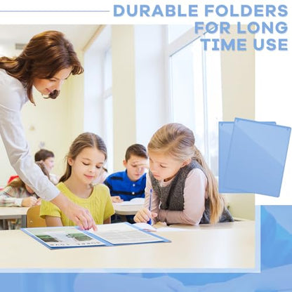 Henoyso 24 Pcs Folders with Pocket School to Home Folder Heavy Duty 2 Pocket Homework Folders with Clear Front Pockets for School Students Parent Teacher Communication (Light Blue) - color: Light Blue