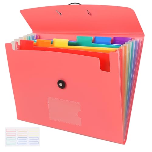 7 Pocket Accordian File Folders, Expanding File Folder A4 Letter Size Paper Portable Document Organizer-Pink - color: Pink