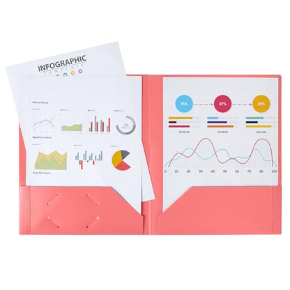 Mr. Pen- Plastic Folders with Pockets, 5 pcs | Aesthetic File Folder with Business Card Slot, 2-Pocket Folder, Back to School, Office, Filing Supplies - color: Rose Garden, size: 5 Pack