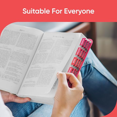 EssexWares - Berry Blaze Bible Tabs for Old and New Testament, 80 Large Print Tabs for Bible Study, Water-Resistant and Durable Index Tabs for Women and Men - 1.7" Wide - color: Berry Blaze