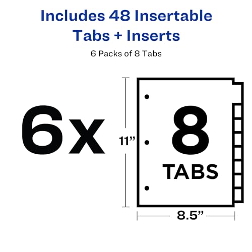 Avery Big Tab Insertable Extra Wide Dividers for 3 Ring Binders, 8-Tab Sets, Clear Tabs, 6 Sets (21940) - color: Clear, size: 8 tab, style: 6 Sets