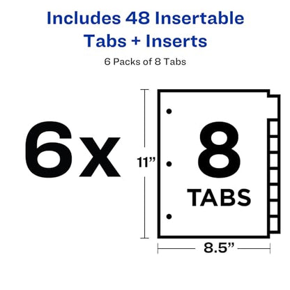Avery Big Tab Insertable Extra Wide Dividers for 3 Ring Binders, 8-Tab Sets, Clear Tabs, 6 Sets (21940) - color: Clear, size: 8 tab, style: 6 Sets