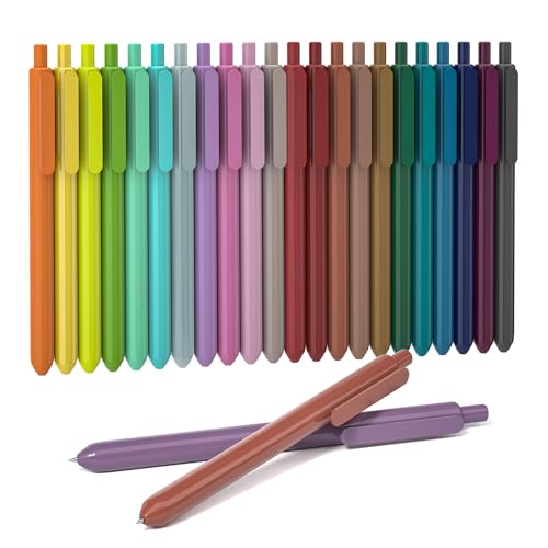 Shuttle Art Colored Retractable Gel Pens, 22 Unique Vintage Ink Colors, 11 Light and 11 Dark Vintage, Cute Pens 0.7mm Point Quick Drying for Writing Drawing Journaling Note Taking School Office Home - color: 11 Light + 11 Dark Vintage