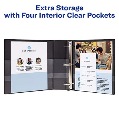 Avery Heavy-Duty View 3 Ring Binder, 2" One Touch Slant Rings, Holds 8.5" x 11" Paper, 1 White Binder (05504) - size: 2"