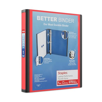 Staples Better Binder, 1-Inch 3‑Ring View Binder, Durable D‑Ring, Pink, Heavy‑Duty, Holds 275 Sheets, School & Office Organization, 3‑Pack - color: Pink, size: 1-Inch, style: 3 Pack