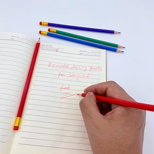 24 Pcs Erasable Checking Pencils, Pre-Sharpened, for Marking, Coloring, Tests, Grading, Office, (Red) - color: Red