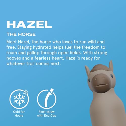 asobu Bestie Bottle Insulated Stainless Steel Water Bottle with Detachable Soft Animal Head Fun Drinking For Kids and Teens with Flexible Reusable Straw 16 Ounce (Horse) - color: Horse