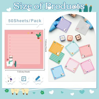 Alpaca Sticky Notes Gifts, 9 Pack Colorful Llama Notepads 3x3 Inch, Mexican Camel Self-Stick Memo Pad Office School Supplies Gifts for Women Men (450 Sheets) - style: Alpaca