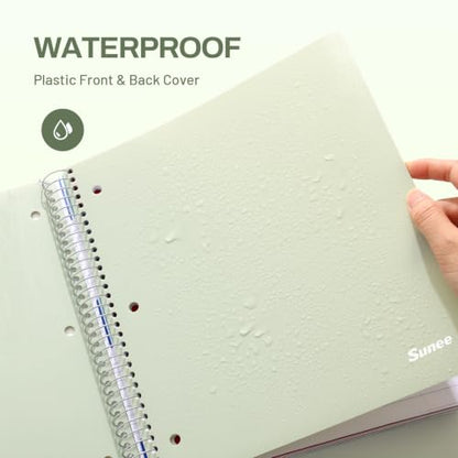 SUNEE 5 Subject Notebook College Ruled - 200 sheets (400 Pages), 9"x11", 5 Pocket Colored Dividers, 3-Hole Punched Paper, Sage Green - color: Sage Green, style: College Ruled