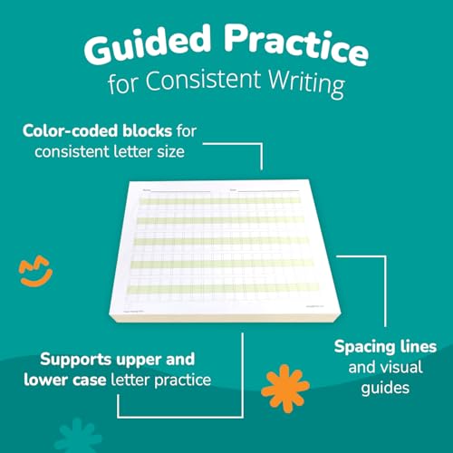Channie’s Practice Handwriting & Printing Paper Workbook One Page A Day, 250 Pages Front & Back, 125 Sheets, Grades PreK – 1st, Size 8.5” x 11” Summer School, Summer Bridge - style: School of Ream, 250 Pages
