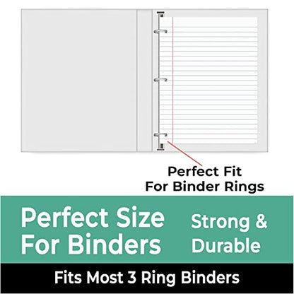 Rosmonde Loose Leaf Paper, 450 Sheets, 3 Pack, College Ruled Paper, 8" x 10.5", Bulk Office Filler Paper, 3 Hole Punched, 150 Sheets/Pack, 56 gsm Paper, College Ruled Notebook Paper for Binder, White - color: College Ruled, size: 3 Pack (450 Sheets)
