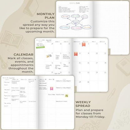 Clever Fox Teacher Planner, School & Homeschool Book, B5 Size Foggy Alpes | Undated, 7x10, lay-flat binding, heavy-duty hardcover, teacher lesson weekly & daily planner, homeschool supplies - color: Foggy Alps, size: Smaller than A4 (7″ x 10″)