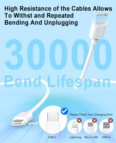 iPhone 17 16 15 Charger, 4 Pack 40W USB C Charger Dual Port Fast Charging Block (4-Pack 6 ft USB C to C Cable Cord Included) for iPhone 17 16 15 Pro Max/15Pro/15/15Plus,iPad | USB C Charger Fast Charging (4-Pack 6 ft USB C to C Cable Cord Included) for iP