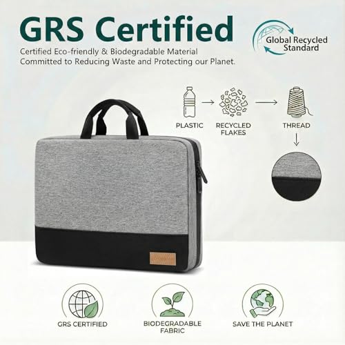 bagasin 17 17.3 Inch Laptop Sleeve Case | Slim, TSA-friendly laptop bag with handle, water-resistant & durable. Fits HP, Dell, Lenovo, Asus 17-17.3 inch notebooks - color: Gray, size: 17
