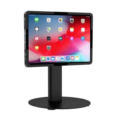 Mount-It! Universal Tablet Stand with Tilt, Anti-Theft Retail iPad POS Kiosk Stand, Fits 9.7"–13.1" Tablets, 90° Rotation & 180° Tilt, 20 lb Capacity, Steel Countertop Mount, Black - color: Black