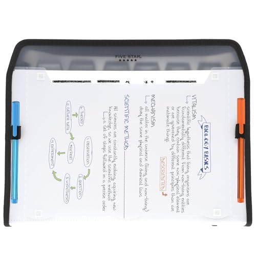 Five Star 7 Pocket Expanding File Organizer + Study App, Plastic Expandable File Folders with Customizable Tabs & Clear Cover, Holds 11" x 8-1/2", Zipper Closure, White (72508) - size: 1 Pack