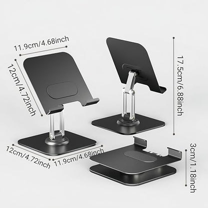 Heavy-Duty Adjustable Tablet Stand with 360° Rotation, Folding Base, Sturdy for Tablets, Phone, Laptop, Black - color: Black
