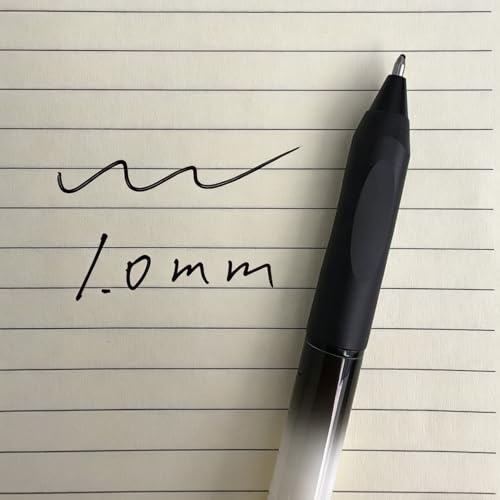Fengtaiyuan Retractable Gel Pens, 1.0mm Bold Point, Quick Dry Black Ink, Gradient Black Barrel with Triangular Silicone Non-Slip Grip, Ergonomic Smooth Pens for Exam School Office [Pack of 6] - color: BlackFRW10P6