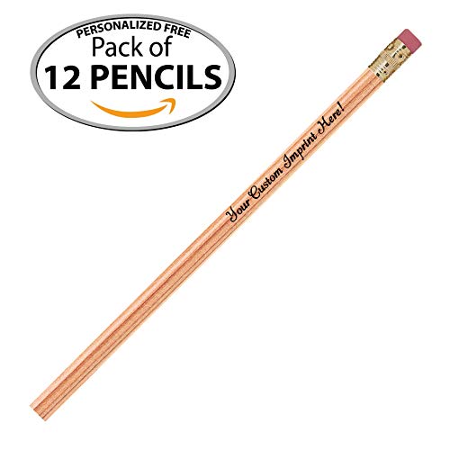 Express Pencils™ Personalized Pencils - Round - Custom Imprinted - 12 piece pkg - Made in USA -Customizable (Natural) - color: Natural
