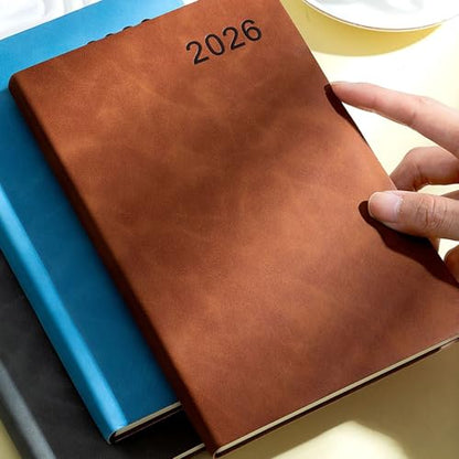 2026 Day Planner 2026 Leather Academic Journal Notebook with 360 Pages Lined for Men Women Daily Scheduling Planning Student Study Schedule Organiser - color: Grey