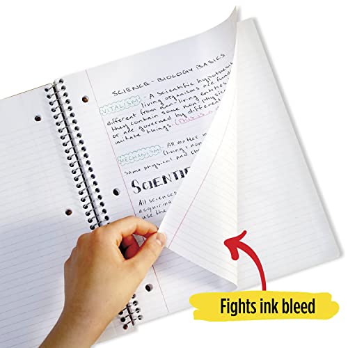 Five Star Spiral Notebook, 5 Subject, Wide Ruled Paper, 8" x 10-1/2", 200 Sheets, Tidewater Blue & Fire Red, 2 Pack (930082) - color: Tidewater Blue, Fire Red