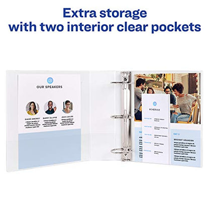 Avery Standard View 3 Ring Binder, 1.5" Round Rings, 275-Sheet Capacity, 2.1 Inch Wide Spine, 1 White Binder, Ideal for Lightweight Organization and Occasional Referencing (05726) - size: 1.5"