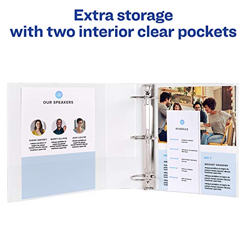 Avery Standard View 3 Ring Binders, 2" Round Rings, 375-Sheet Capacity, 2.8 Inch Wide Spine, White Binders, Ideal for Lightweight Organization and Occasional Referencing (12-Pack of 05731) - size: 2"
