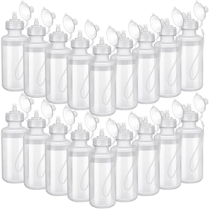 Zubebe 36 Pcs Sports Water Bottles Bulk Squeeze Reusable Plastic Water Bottles Back to School Supplies Summer Gifts for Students School Travel Hiking Cycling Event Team Gift - color: Clear White