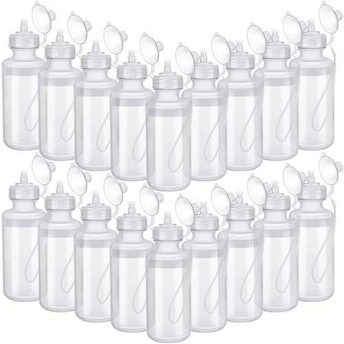 Zubebe 36 Pcs Sports Water Bottles Bulk Squeeze Reusable Plastic Water Bottles Back to School Supplies Summer Gifts for Students School Travel Hiking Cycling Event Team Gift - color: Clear White