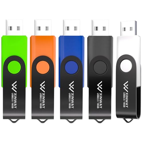 16GB USB 2.0 Flash Drives Thumb Drive Memory Stick, (5 Pack Five Colors: Black White Blue Green Orange) - color: 16GB Black White Blue Green Orange