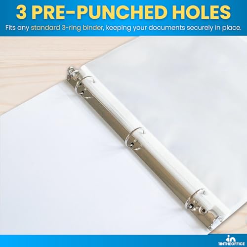 1InTheOffice Heavyweight Sheet Protectors 8.5 x 11, Plastic Sleeves for 3 Ring Binder, Clear, Top Load, 100 Pack