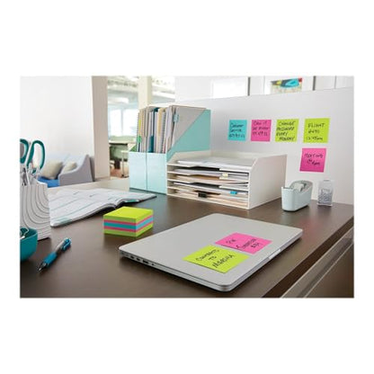 Post-it Super Sticky Notes Cube, 3 x 3 in, Supernova Neons, 1 Pad | School Supplies and Oﬃce Supplies, 2X the Sticking Power - size: 3" x 3"