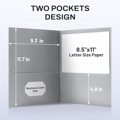 SUNEE Folders with Pockets (25 Pack, Gray), 2 Pocket Folders Fit Letter Size Paper, Paper File Folder for School Office Home Bussiness - color: Grey, style: 25-Pack