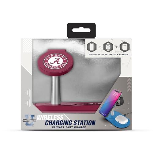 SOAR Collegiate 3-in-1 Wireless Charging Station - color: Alabama Crimson Tide