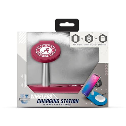 SOAR Collegiate 3-in-1 Wireless Charging Station - color: Alabama Crimson Tide