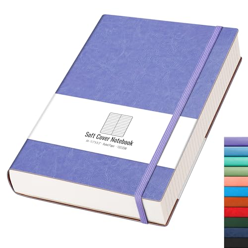 AHGXG College Ruled Notebook A4-320 Pages Large Journal 8.5''×11'', Thick Notebooks for Note Taking, 100gsm Thick Paper, Leather Softcover, for Women Men - Purple - color: Purple, size: A4