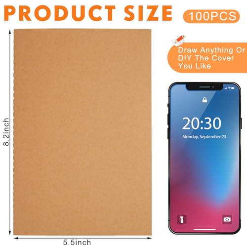 Mimorou 100 Pcs Journals Notebooks Bulk - Kraft Softcover A5 Small Notebooks 5.5 Inch x 8.3 Inch Notepads with 60 Page 30 Sheet for Writing Sketch Travel Office Supplies(Brown,Grid) - color: Brown, style: Grid