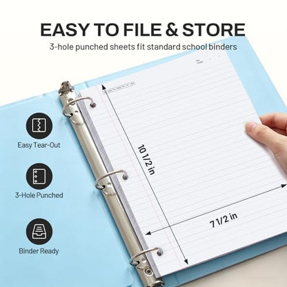 SUNEE Spiral Notebook, 3 Subject, College Ruled Paper, 8" x 10-1/2", 150 Sheets/300 Pages, 3 Pocket Colored Dividers, Water Resistant Cover, Black - color: Black