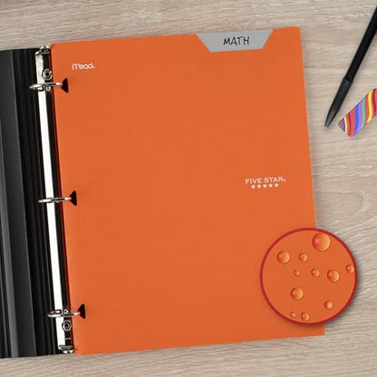 Five Star 2-Pocket Folder, Plastic Folder with Stay-Put Tabs, Fits 3-Ring Binder, Holds 8-1/2" x 11" Paper, Solar Orange (333420N) - color: Solar Orange